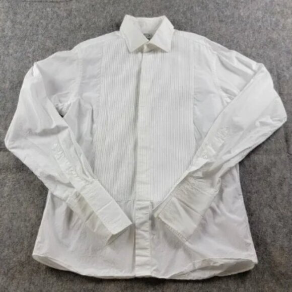 Todd Snyder x Hamilton Pique Bib Fly Front Tuxedo Shirt size 16.5 White - Picture 1 of 11